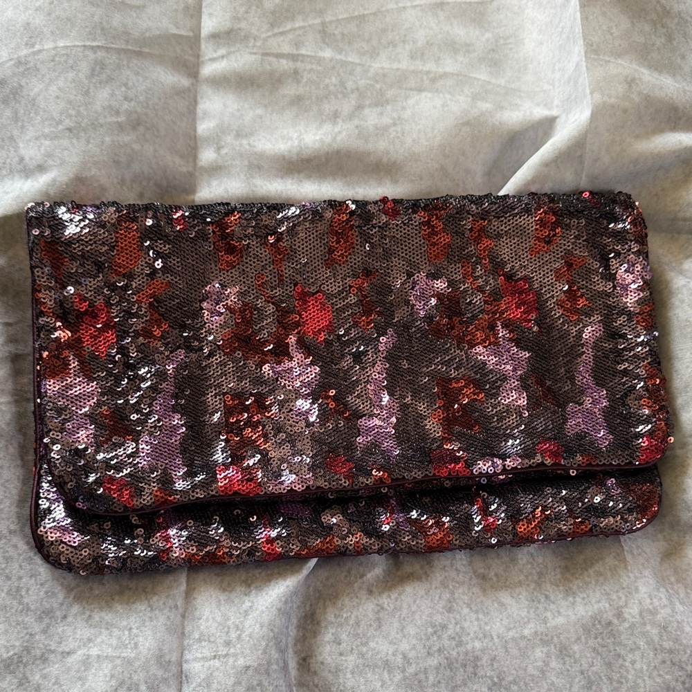 BCBG Sequin Fold-Over Clutch Bag in Multi-Color